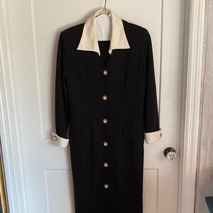 Vintage Caron Elegant Black and White Dress